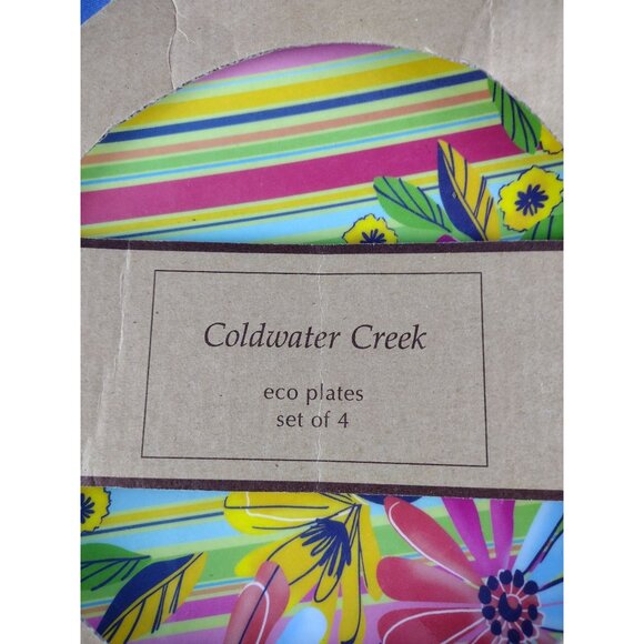 Eco Plates Coldwater Creek 4 Plate Set Kitchen Decor Flower Pattern Evergreen - Picture 5 of 14